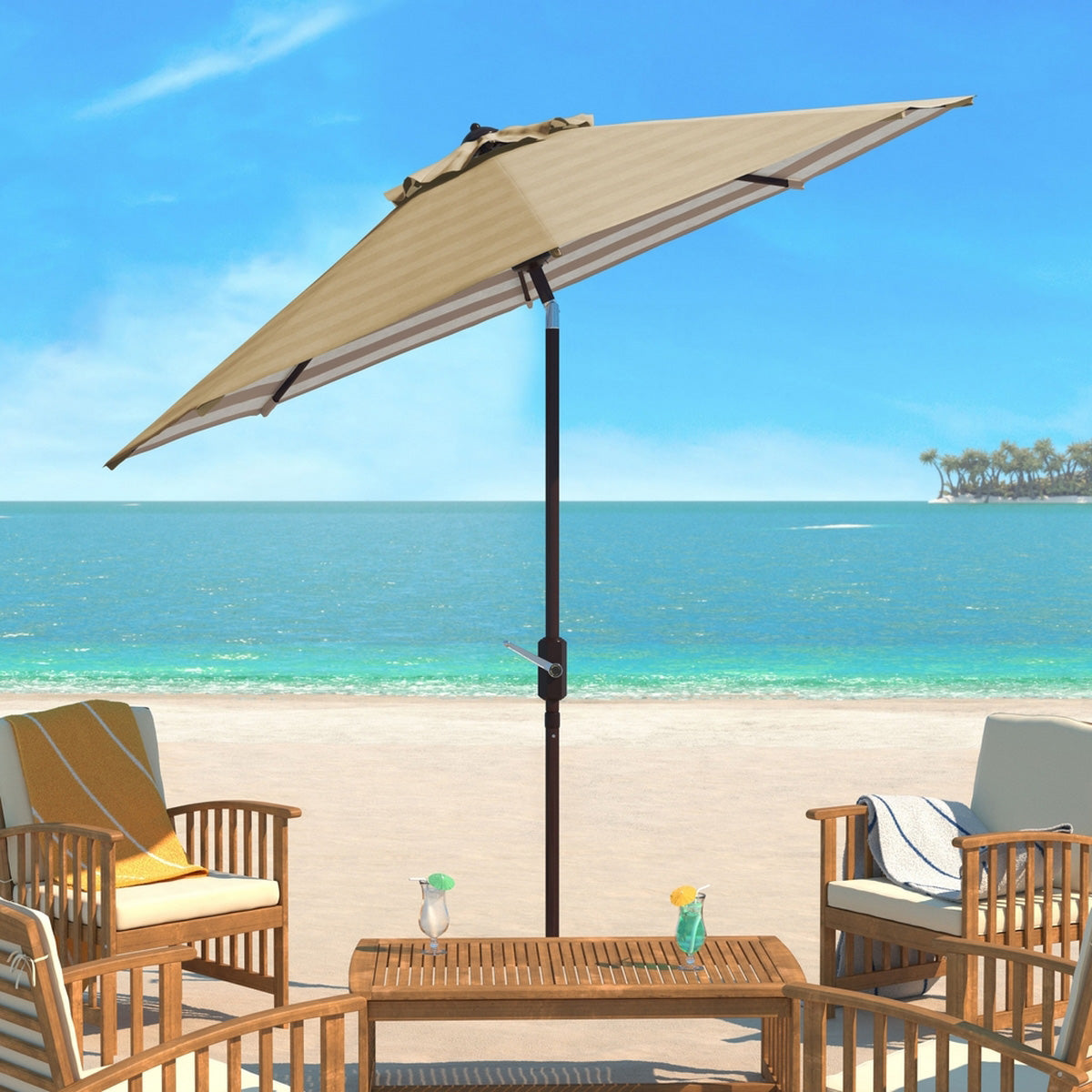 Odette Inside Out Striped 9-ft Round Patio Umbrella