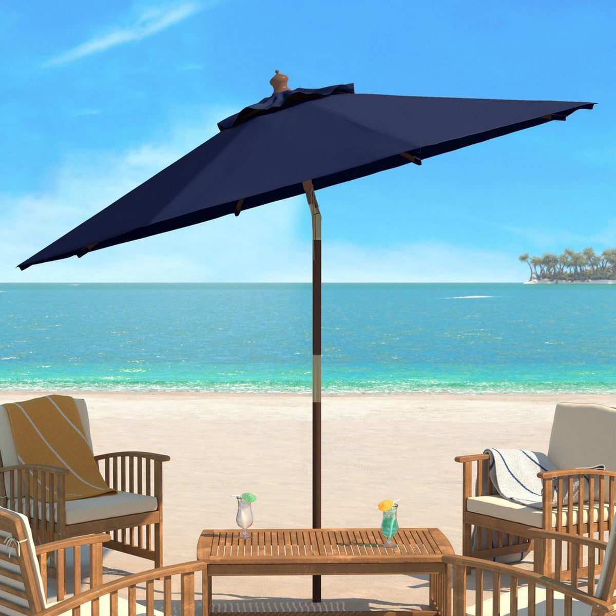 Fay 9-ft Wooden Round Patio Umbrella