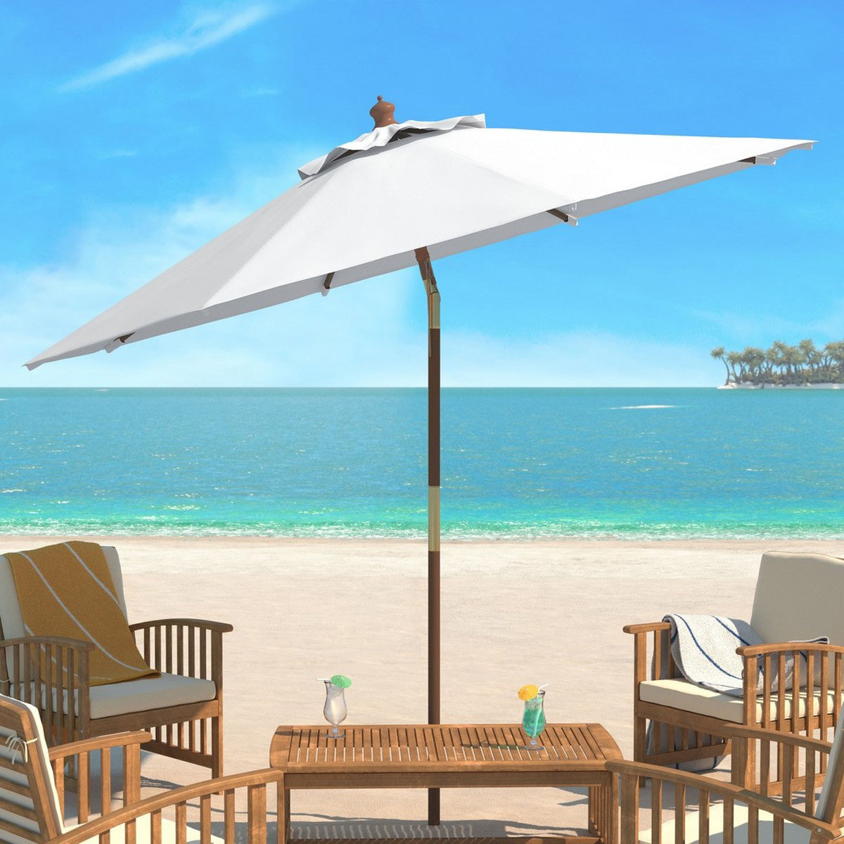 Fay 9-ft Wooden Round Patio Umbrella