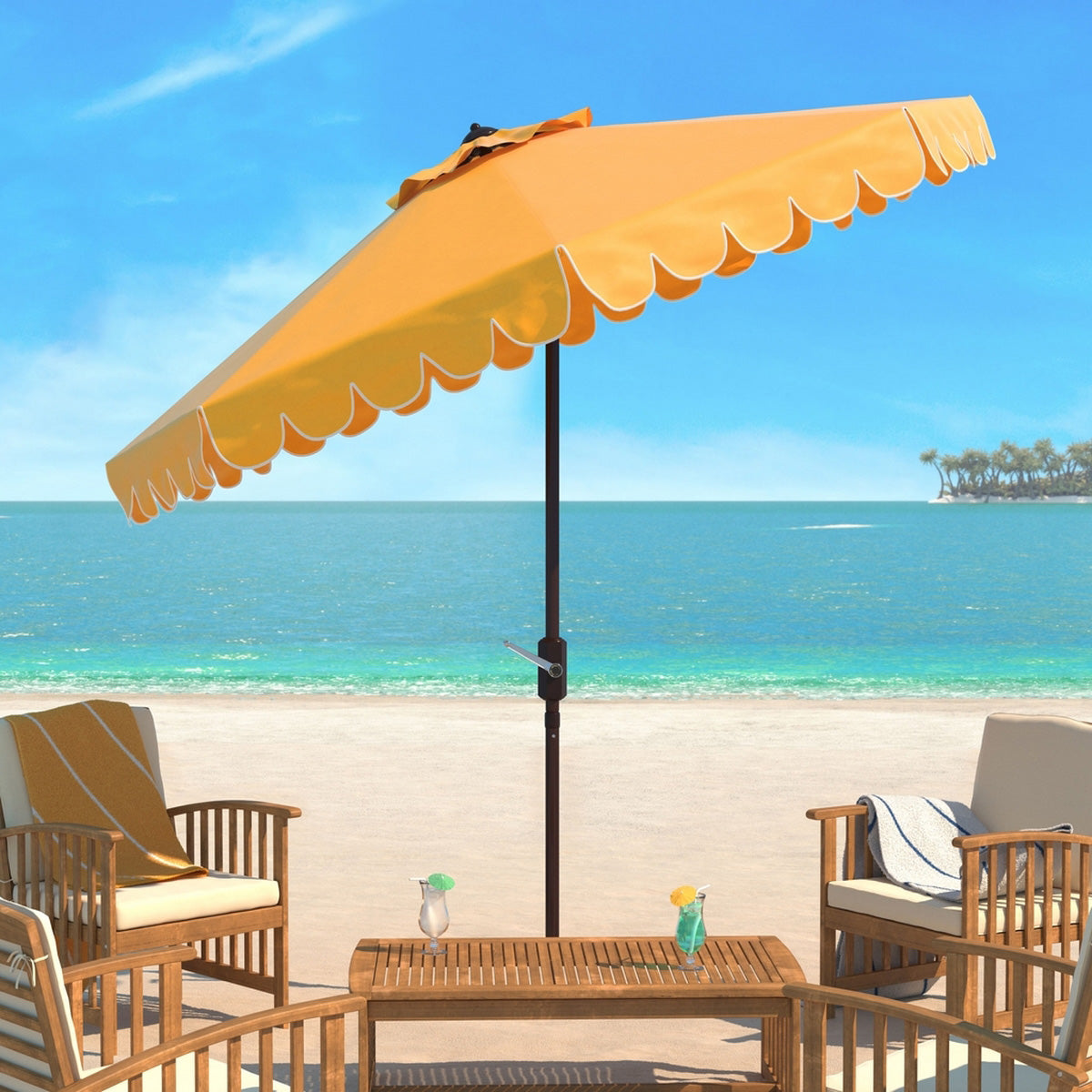 Greta Scallop 9-ft Round Patio Umbrella