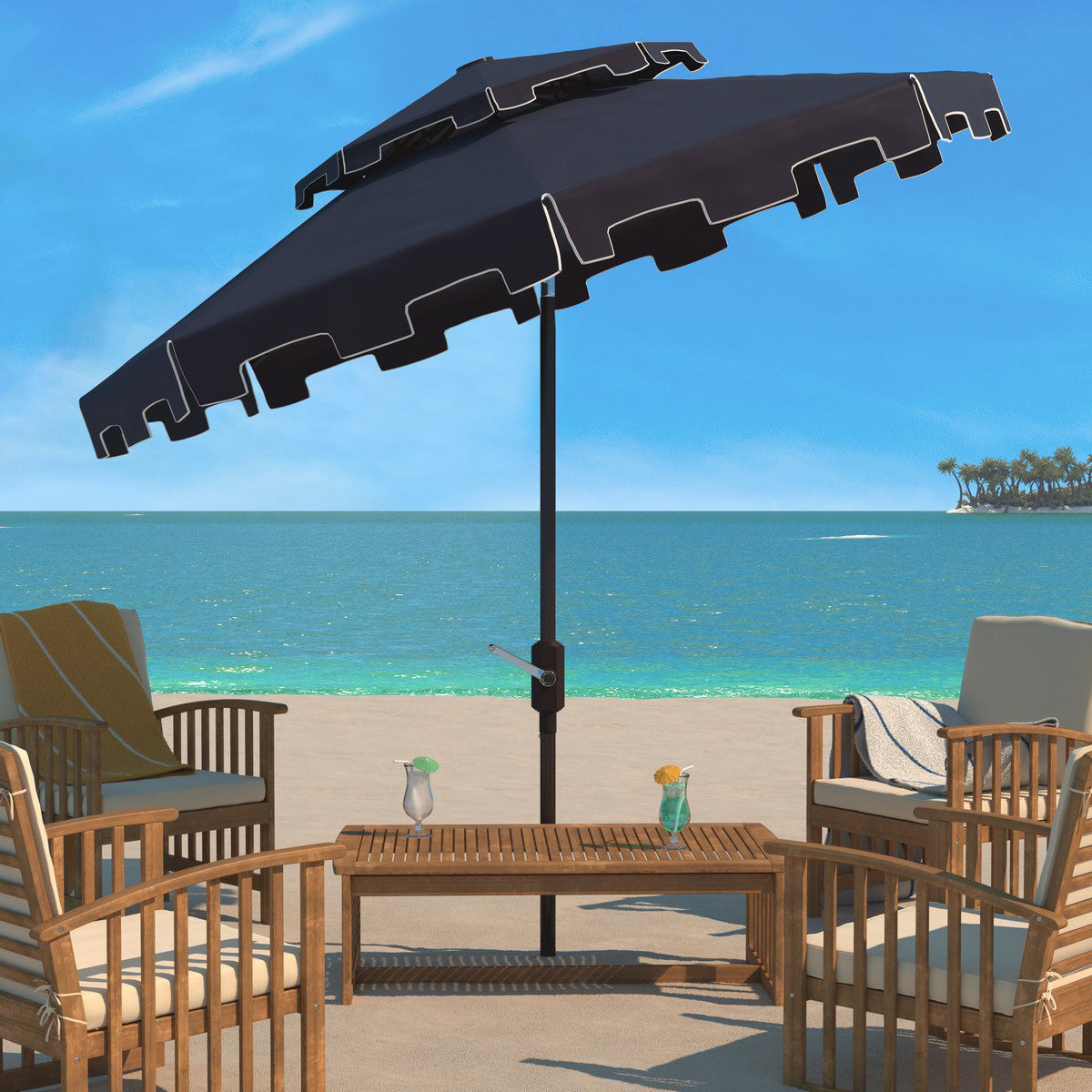 Constance 9-ft Double Top Round Patio Umbrella