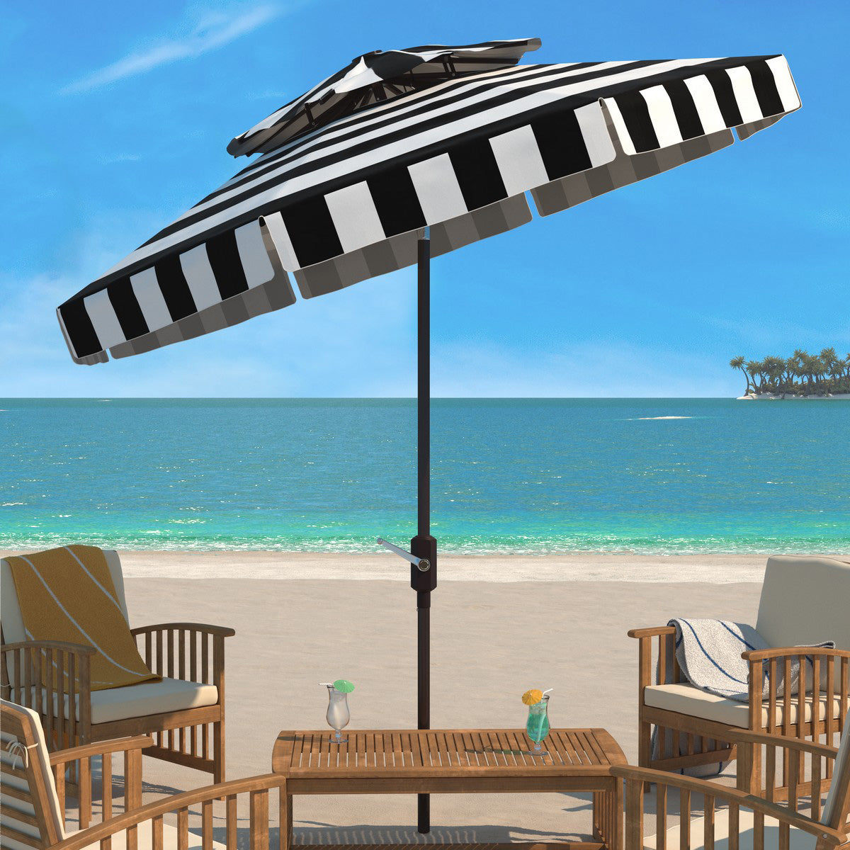 Lorelei 9-ft Double Top Round Patio Umbrella