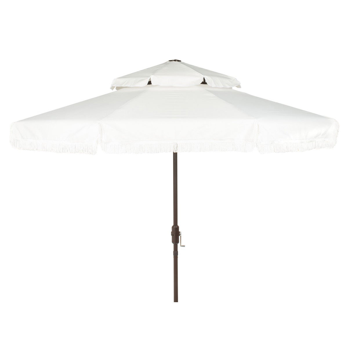 Phoebe Fringe 9-ft Double Top Round Patio Umbrella