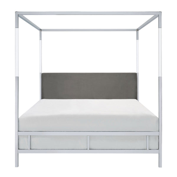 Geneva Chrome Canopy Bed Paynes Gray