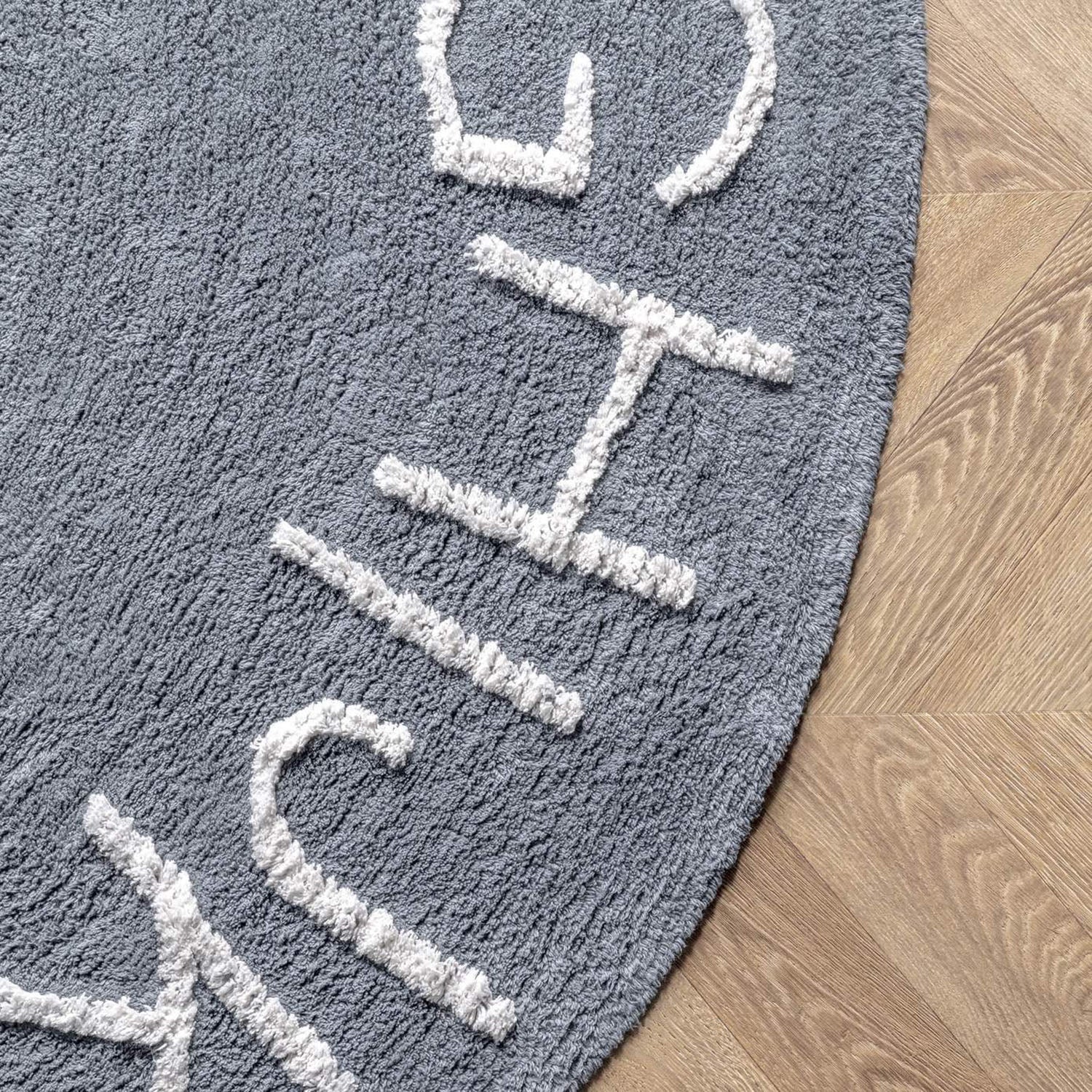 ABC Washable Round Rug - Paynes Gray