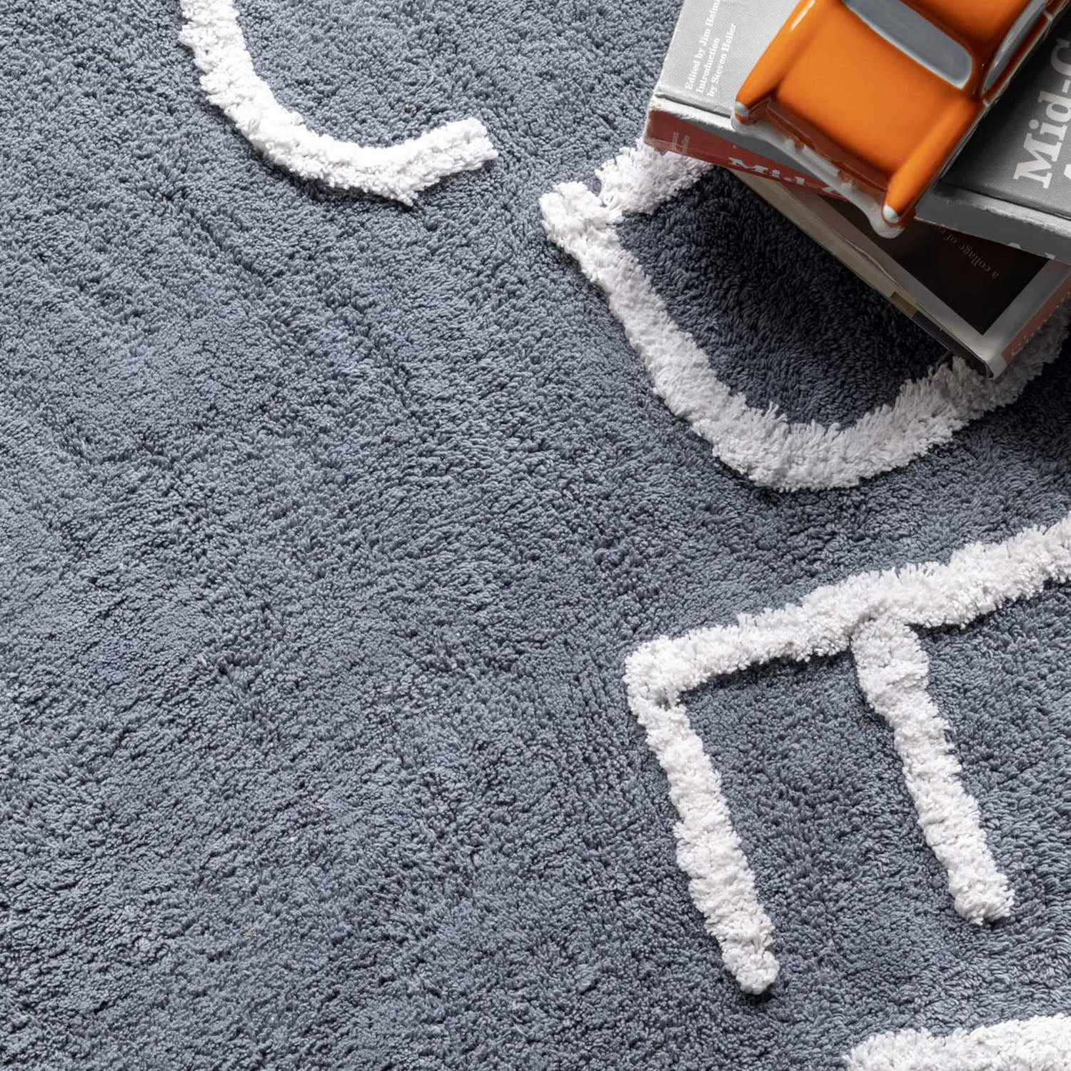 ABC Washable Round Rug - Paynes Gray