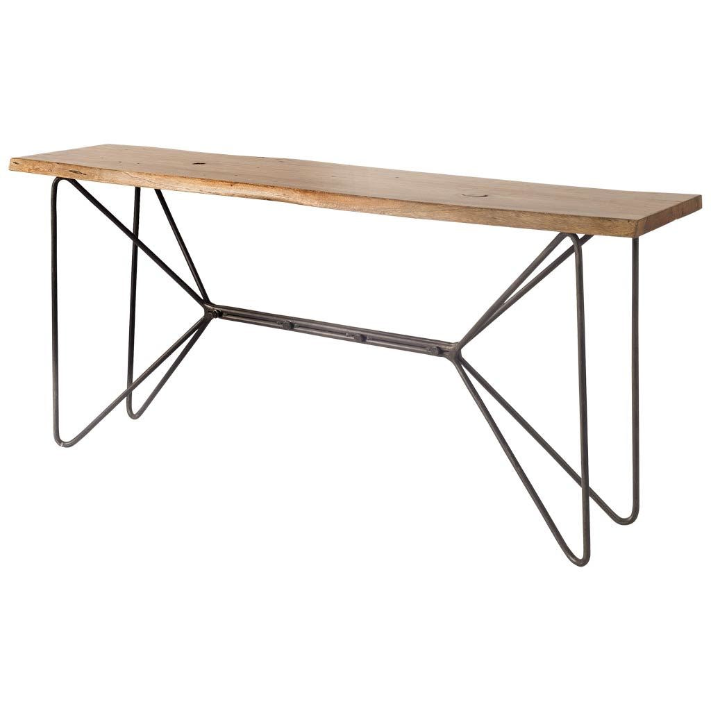 Mercana Papillion Natural Solid Wood and Iron Console Table in Brown, primary product view