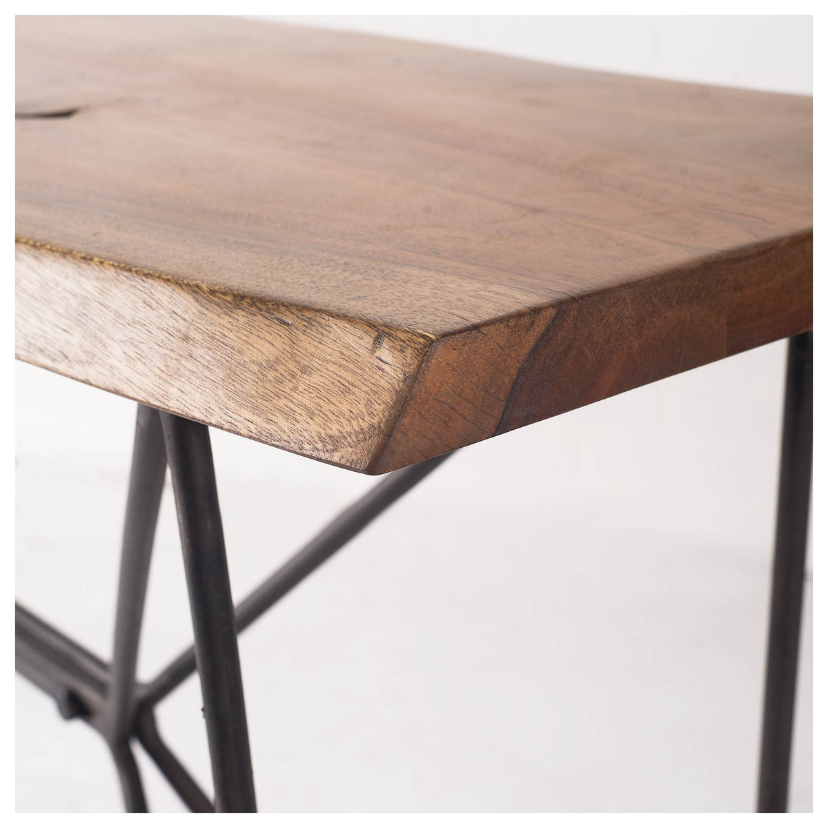 Mercana Papillion I 66L x 16W Natural Solid Wood and Iron Console Table