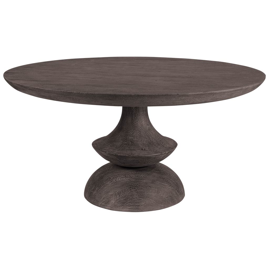 Mercana Crossman Dark Brown/Gray Wood Round Pedestal Dining Table in Brown W/Gray Tone, primary product view