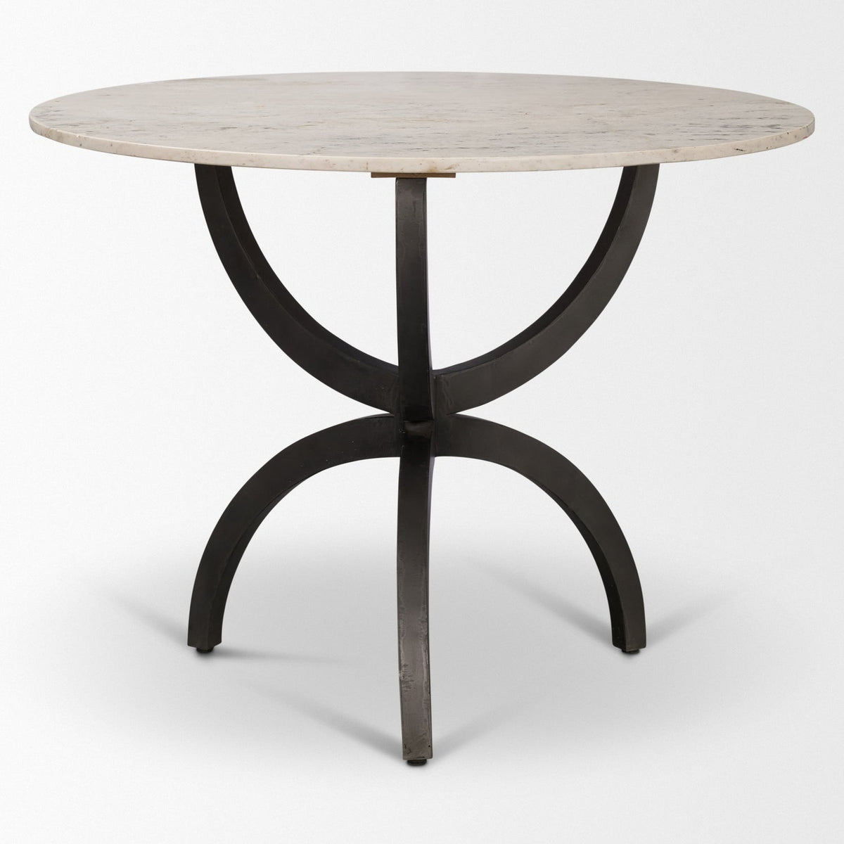 Mercana Veneto 40" Round Dining Table | Modern | White Marble & Black Metal | Seats 4