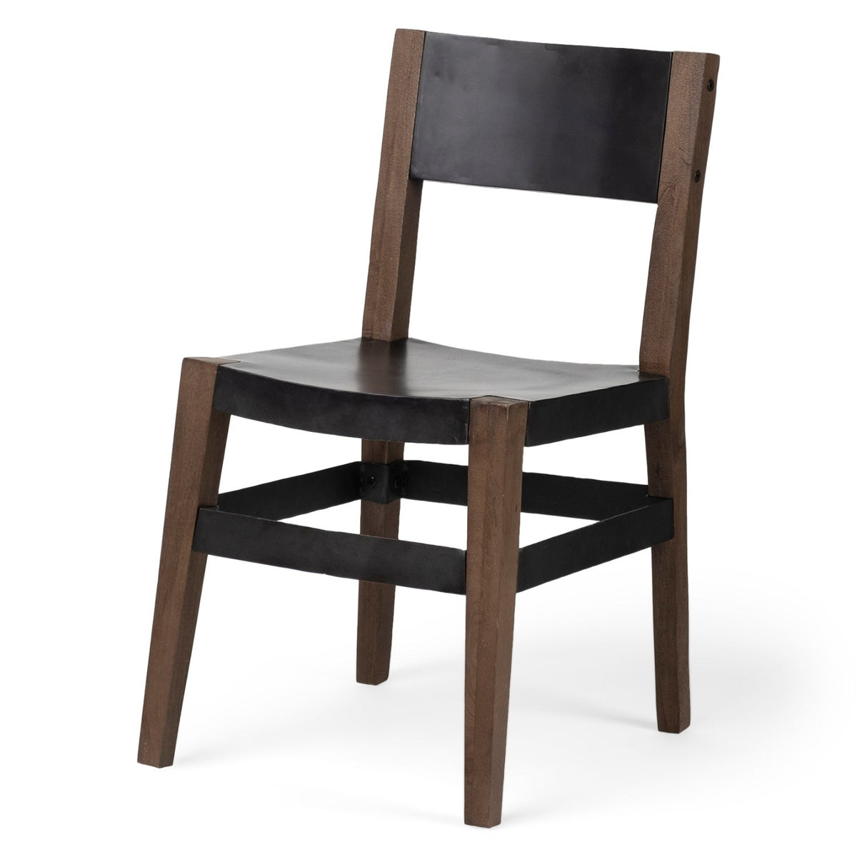 Mercana Nell Black Iron w/Brown Wooden Open Back Dining Side Chair Set of 2, primary product view