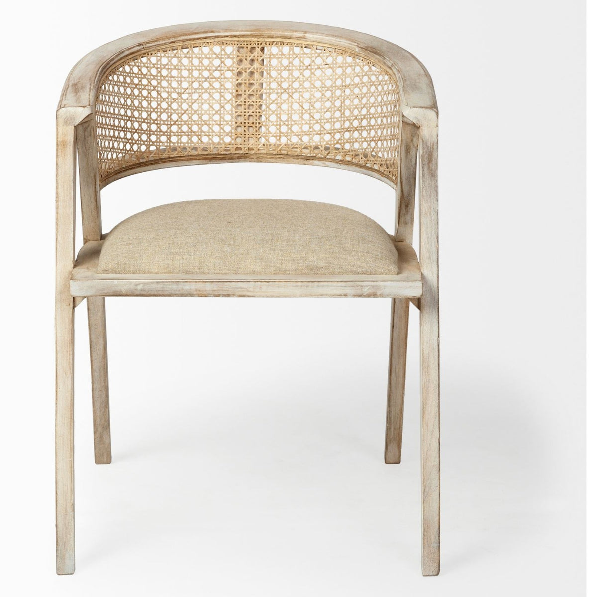 Mercana Tabitha Cane Back Dining Arm Chair | Polyester w/ Blonde Wooden