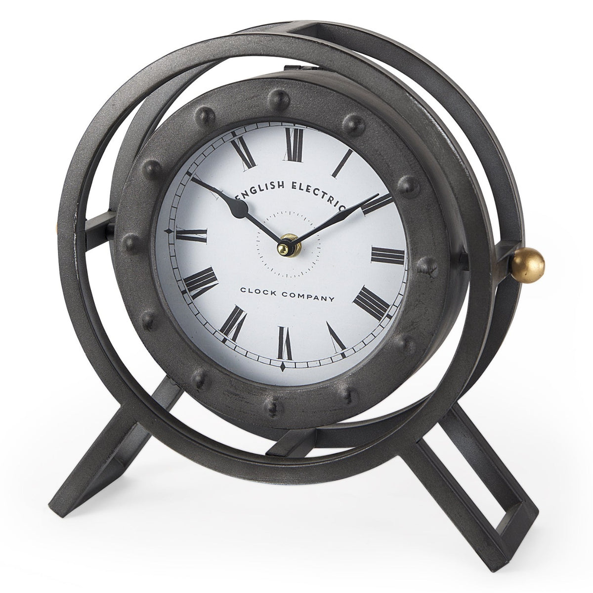 Mercana Gaston Gray Metal Circular Table Clock, primary product view