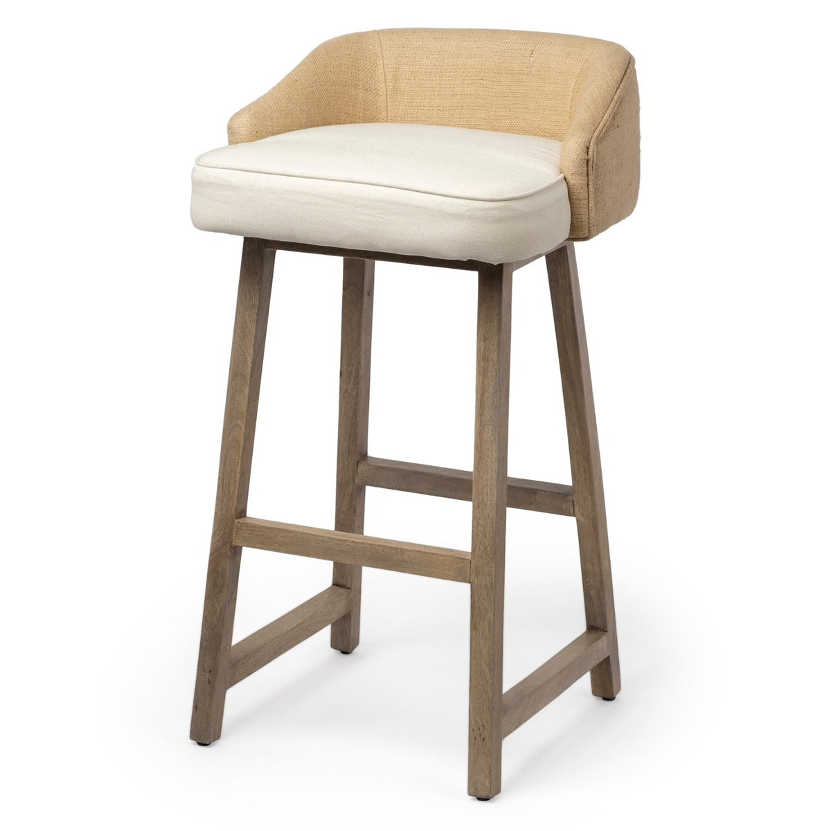 Mercana Monmouth Cream/Beige Seat Brown Wood Frame Bar Stool Set of 2 in Brown and Cream, primary product view