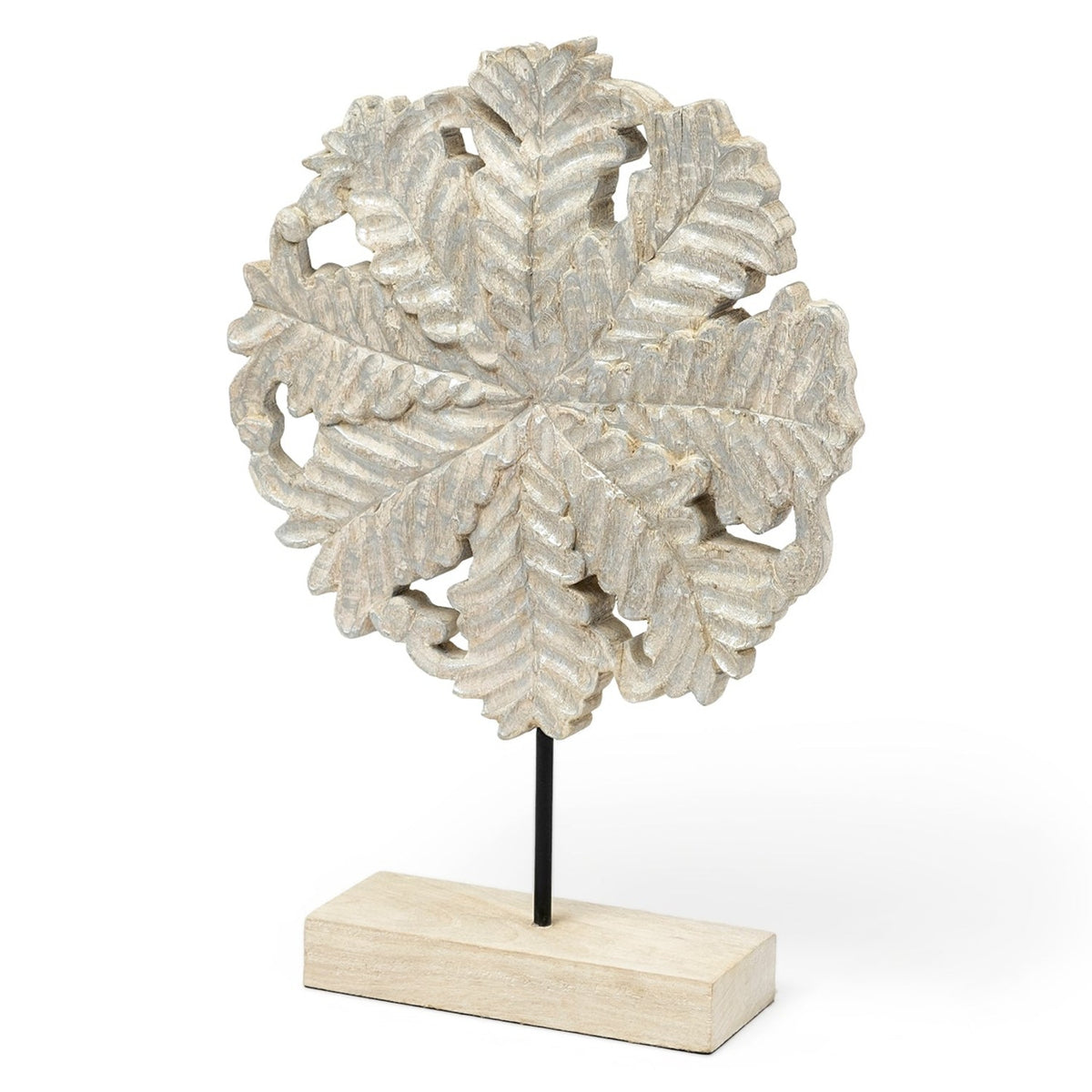 Mercana Kamara White Washed Wood w/Antiqued Silver Botanical Small Decorative Object, primary product view