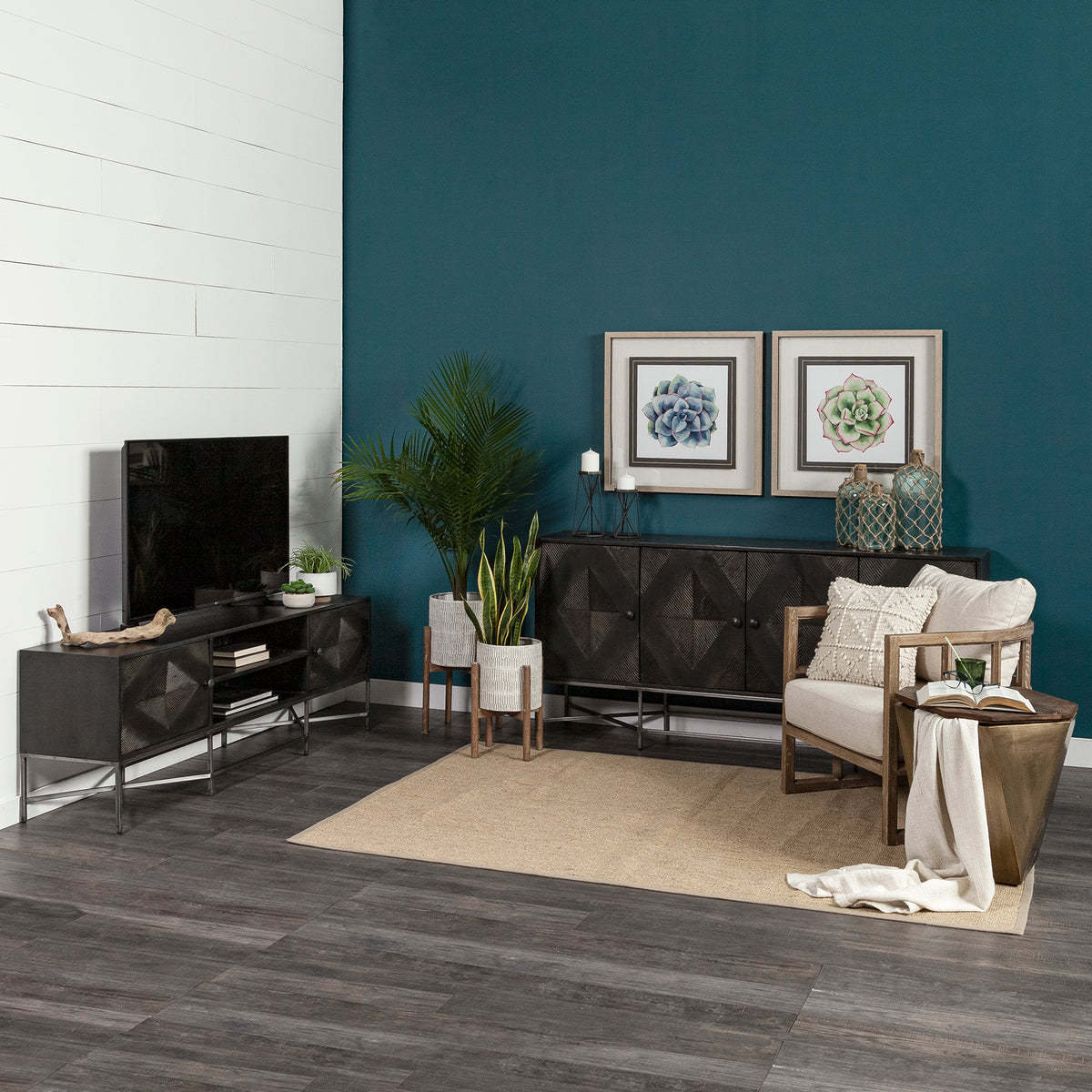 Mercana Hogarth I Dark Brown Solid Wood TV Stand Media Console with Storage, TV up to 81"