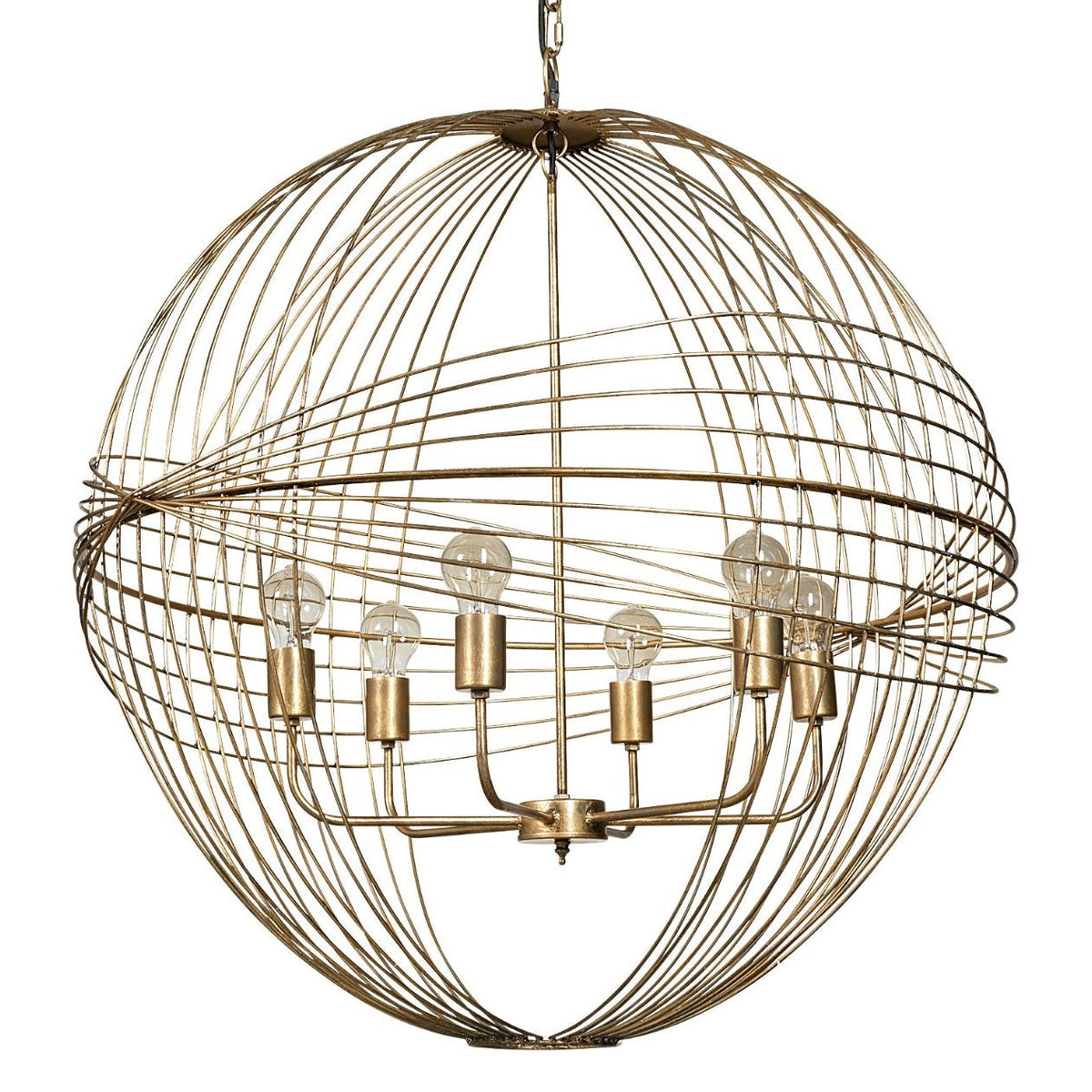 Mercana Chiron II Gold Metal Globe Six Bulb Chandelier, primary product view