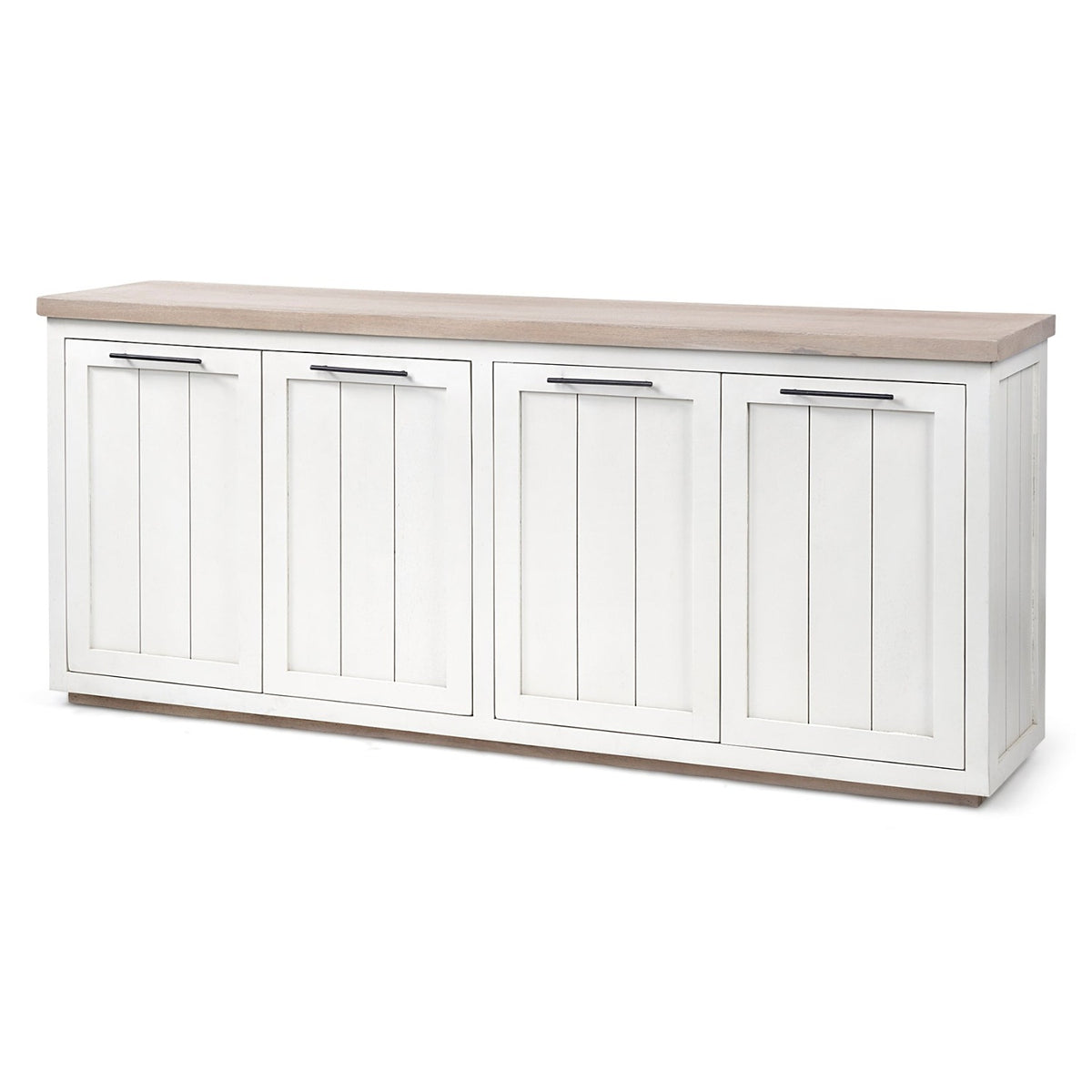 Mercana Fairview III Solid Wood Brown Top & White Frame 4 Cabinet Door Sideboard, primary product view