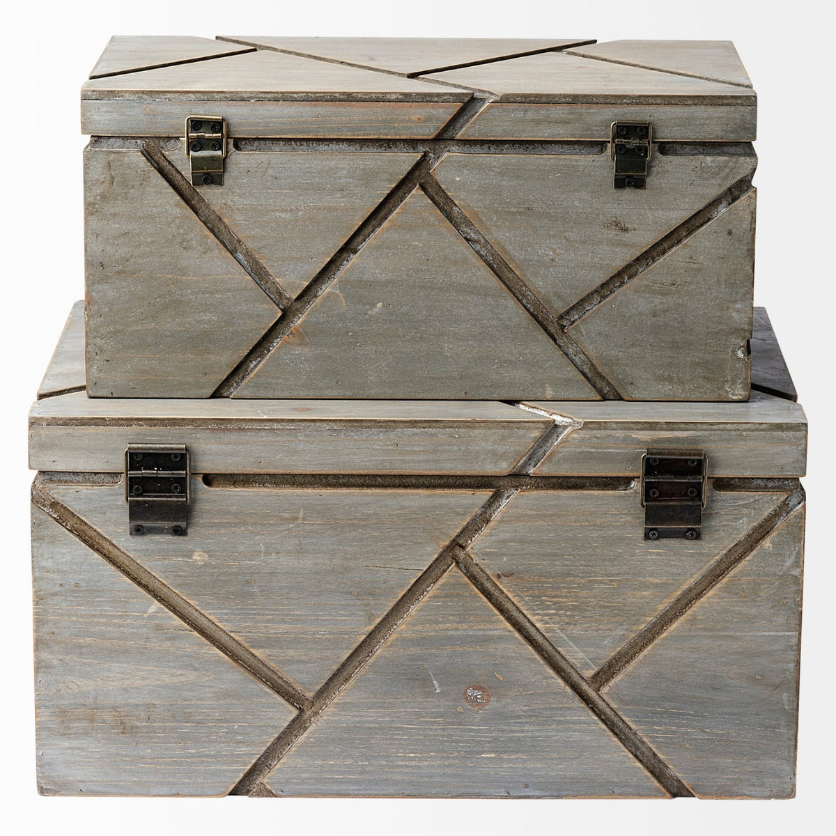 Mercana Niobe (Set of 2) 16L x 11W Gray Wooden Nesting Boxes