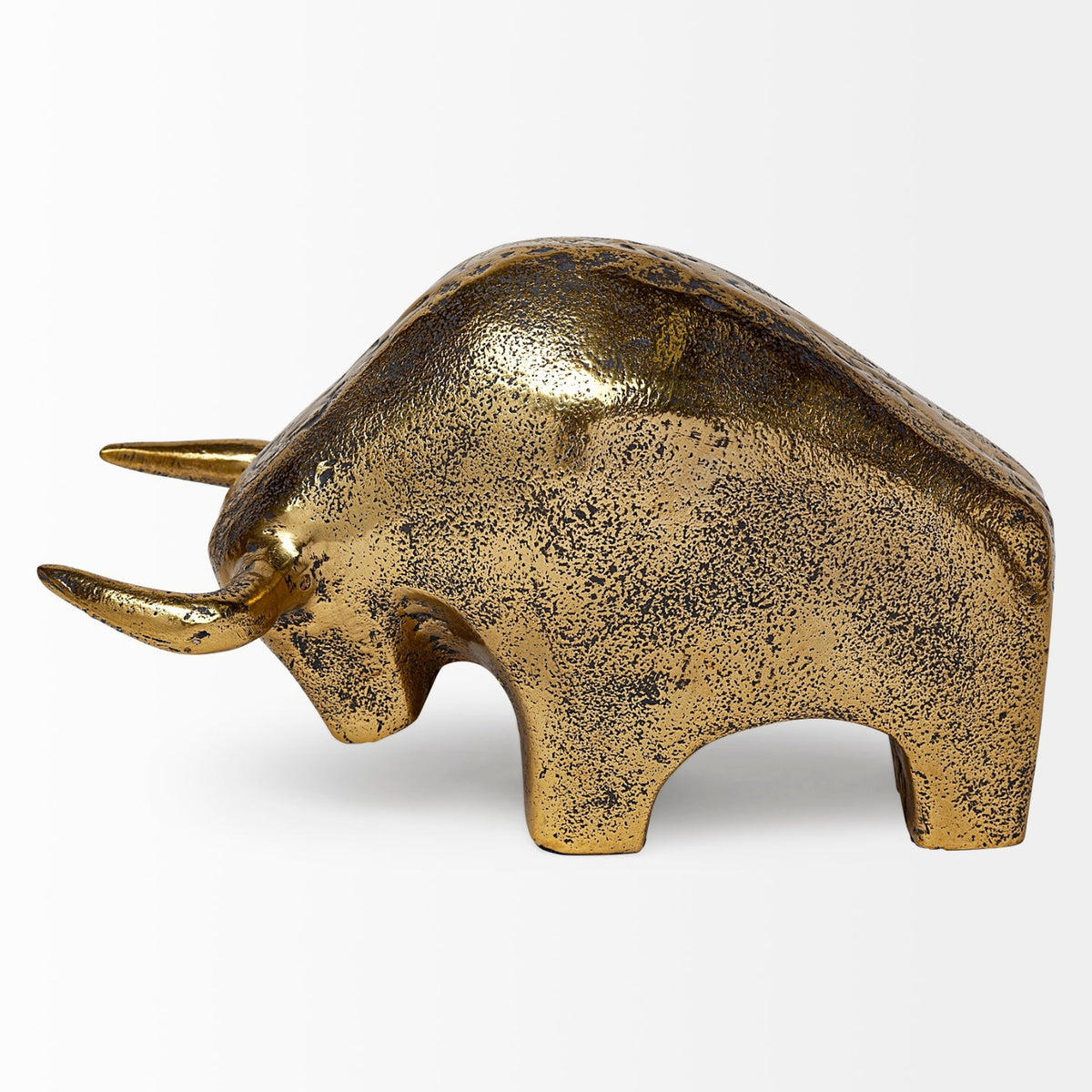 Mercana Tauro I 9L x 4W Gold Cast Aluminum Raging Bull