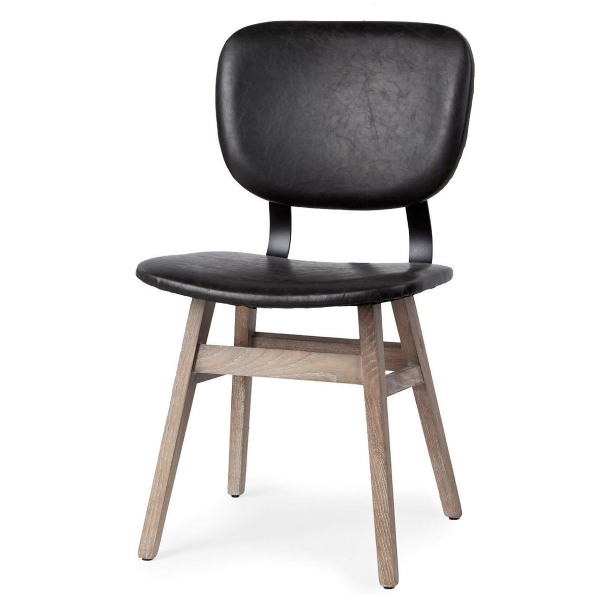 Mercana Haden Black Faux Leather w/Iron Open Back Dining Side Chair Set of 2 in Brown, primary product view