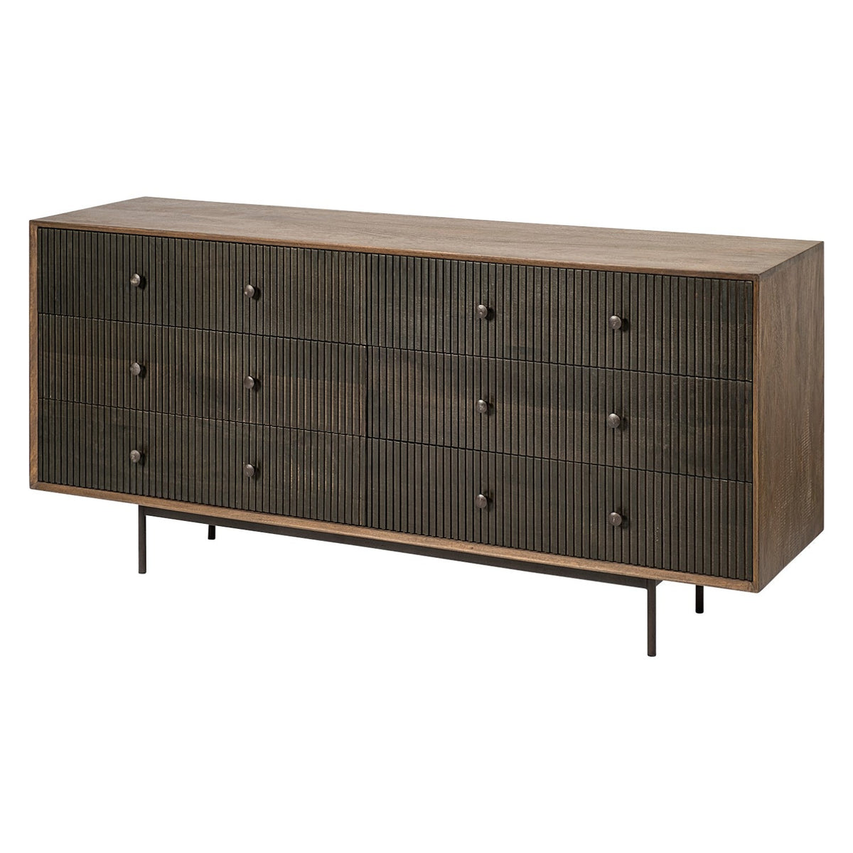 Mercana Grace Two-Tone Brown Solid Wood 6 Drawer Sideboard, primary product view