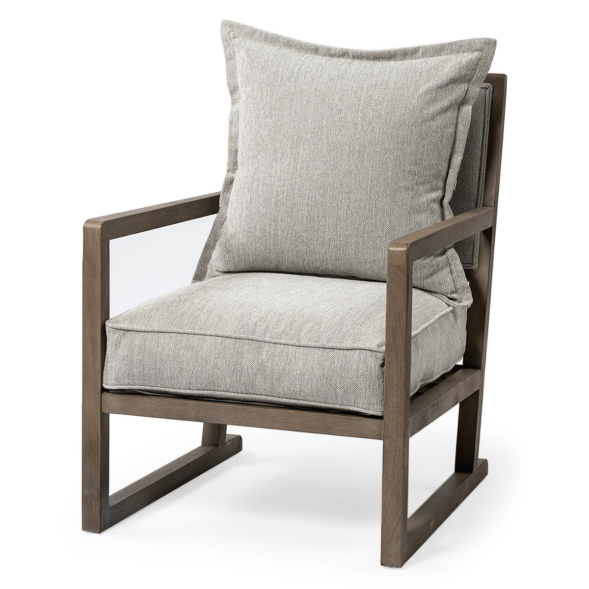 Mercana Sherlock Frost Gray Wood Frame Accent Chair in Brown, Gray, primary product view