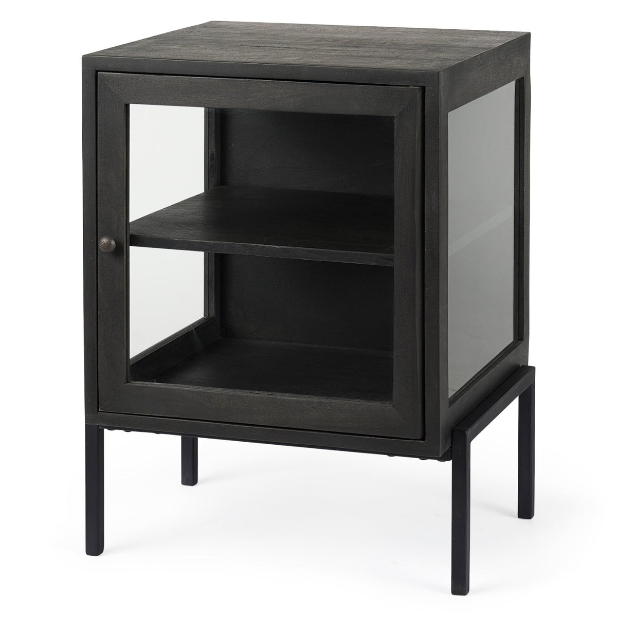 Mercana Arelius Wood w/Black Metal Frame End/Side Table Set of 2, primary product view
