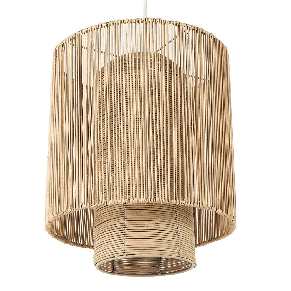 Mercana Aviario Natural Cane Cylindrical Pendant in Brown, primary product view