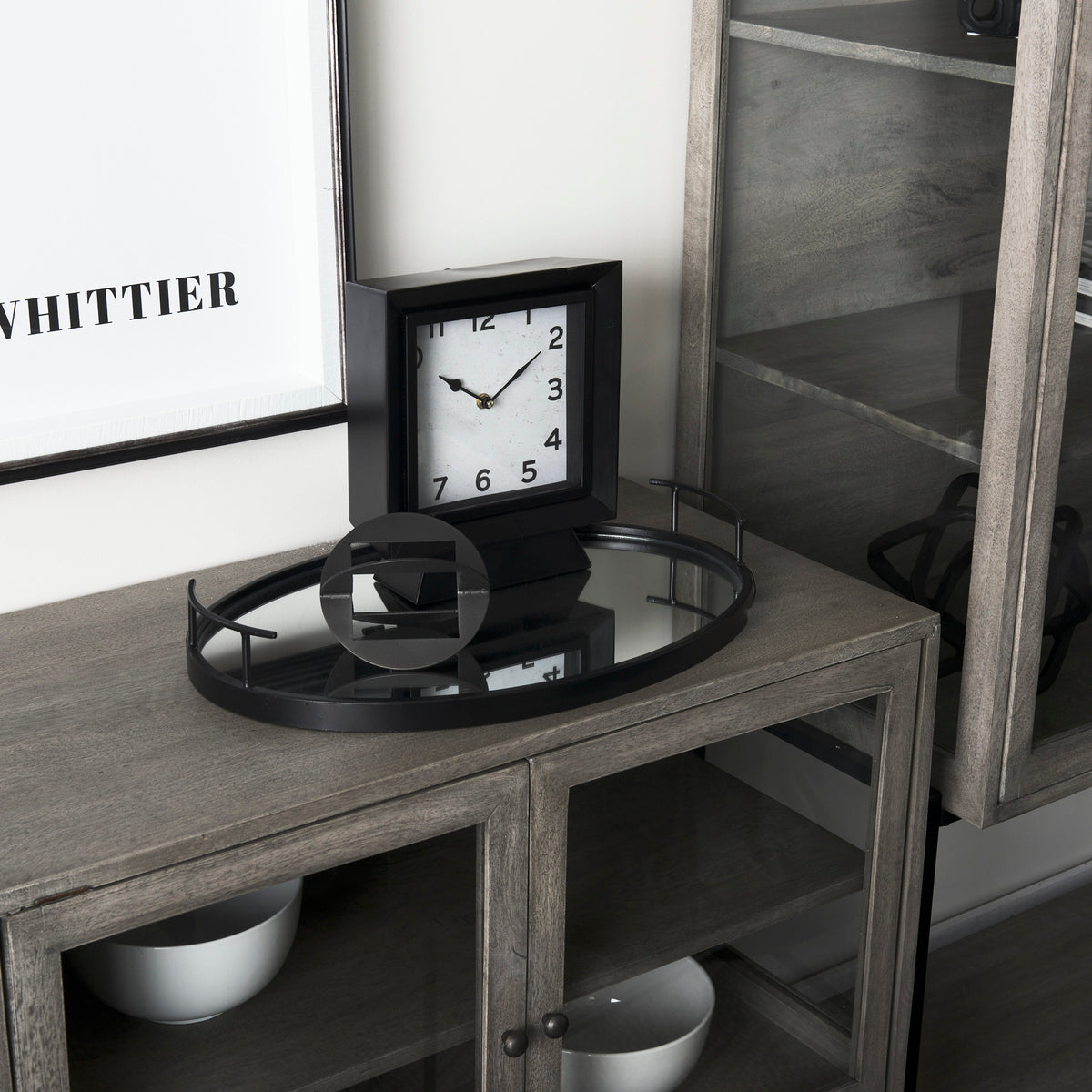 Mercana Ralph I Black Metal Square Table Clock