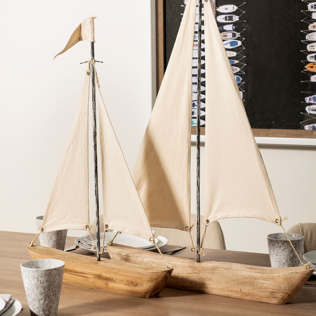Mercana Tartane Small 17L x 2W Brown/Cream Nautical Inspired Sailboat