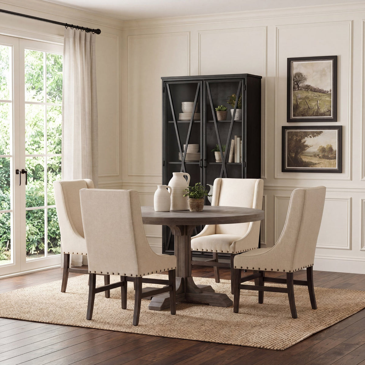 Mercana Barrett 54"L x 54"W Pedestal Dining Table | Modern | Brown Wood | Seats 4