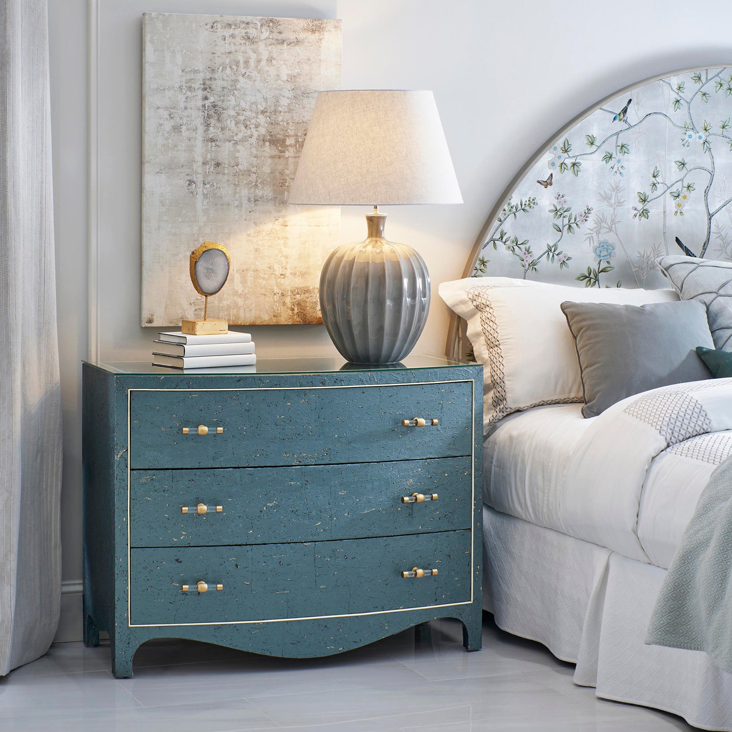 Jonathan Charles Shimmering Moon Half Round King Panel Bed