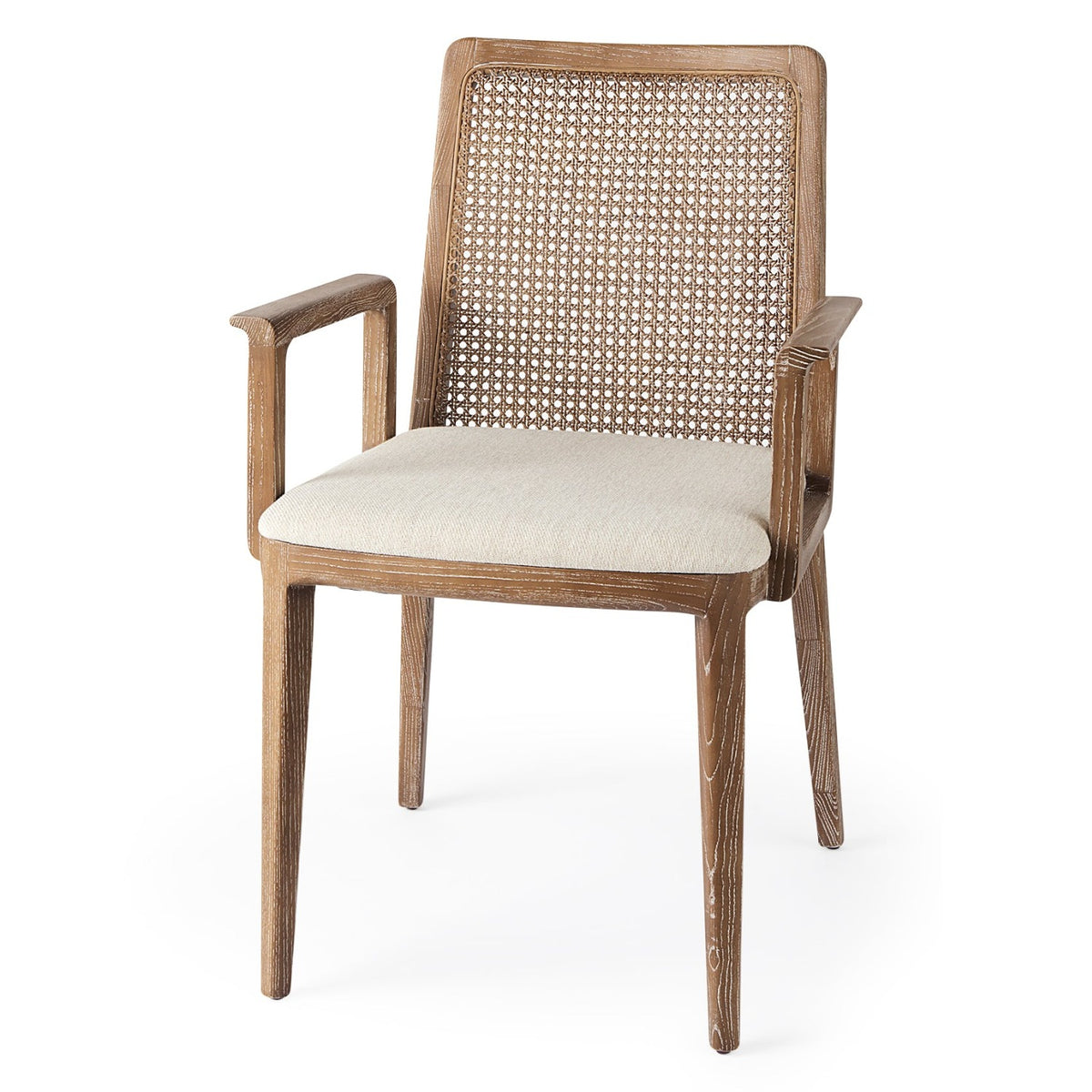 Mercana Clara Cream w/Light Brown Wood Cane Back Dining Side Chair Set of 2, primary product view