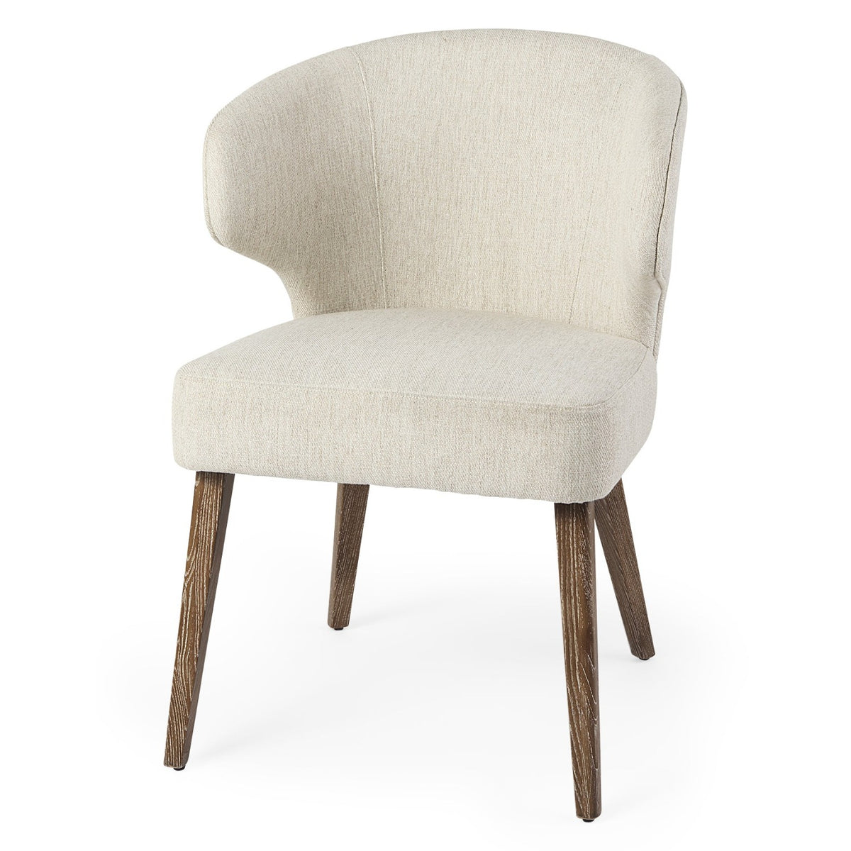 Mercana Niles Cream w/Medium Brown Wooden Wingback Dining Side Chair Set of 2, primary product view