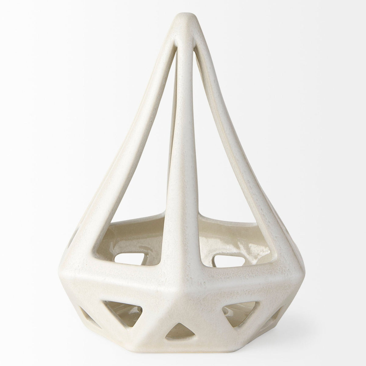 Mercana Hood 7.7L x 7.7W x 9.4H White Geometric Ceramic Object