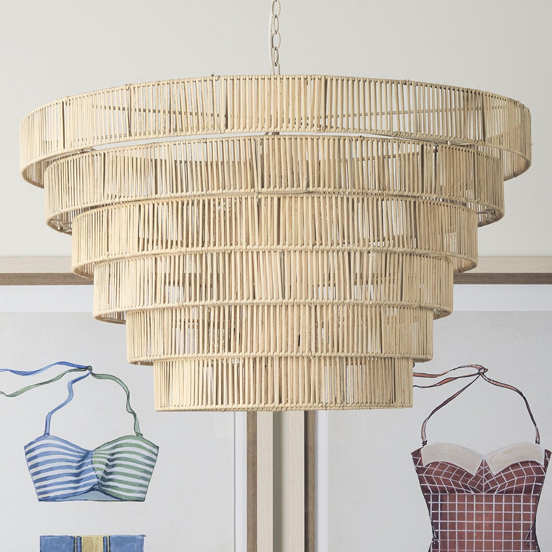 Mercana Marimba Natural Cane 6 Tier Chandelier in Brown, primary product view
