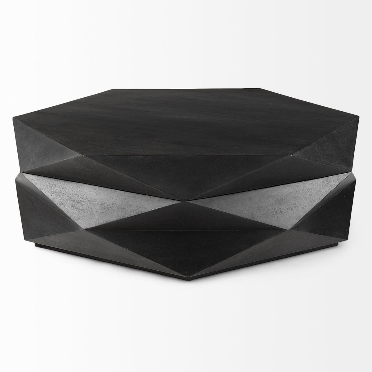 Mercana Arreto 48" Black Solid Wood Hexagonal Storage Coffee Table