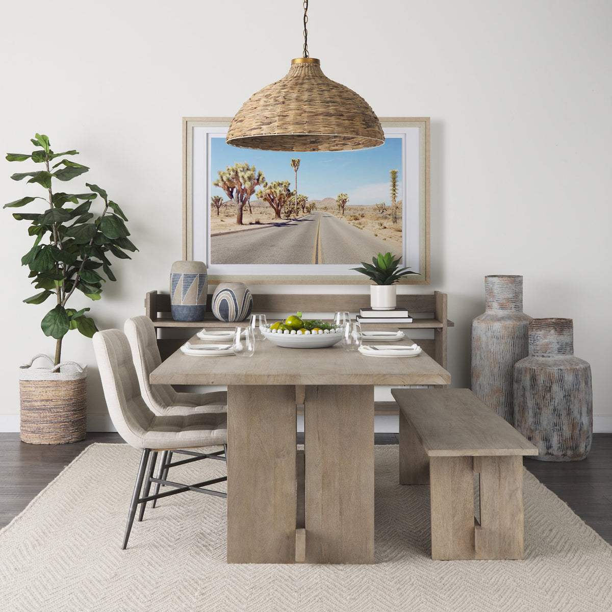 Mercana Aida 84"L x 42"W Rectangular Dining Table | Modern | Light Gray Wood | Seats 8