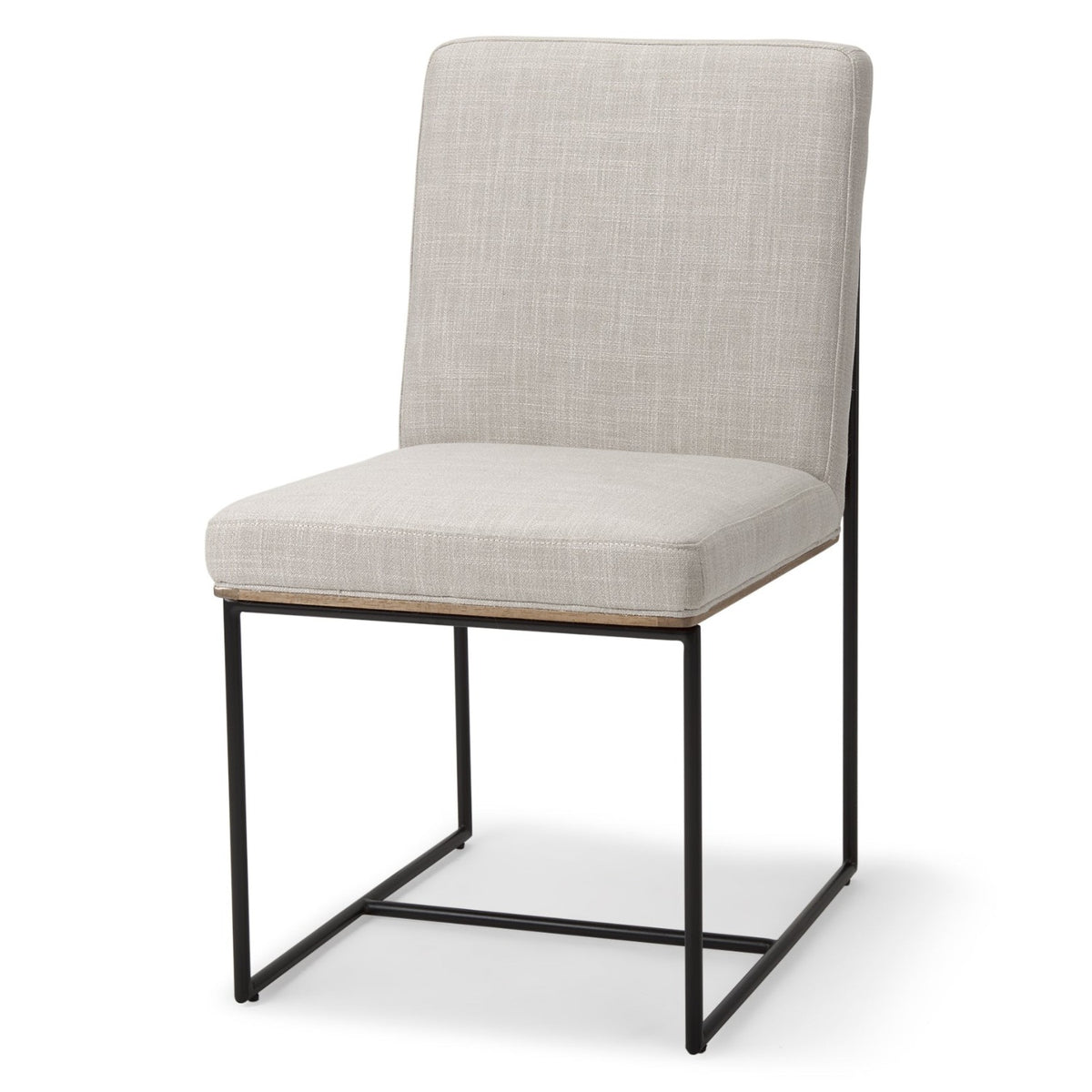 Mercana Stamford Beige Linen w/Black Metal High-Back Dining Side Chair Set of 2, primary product view