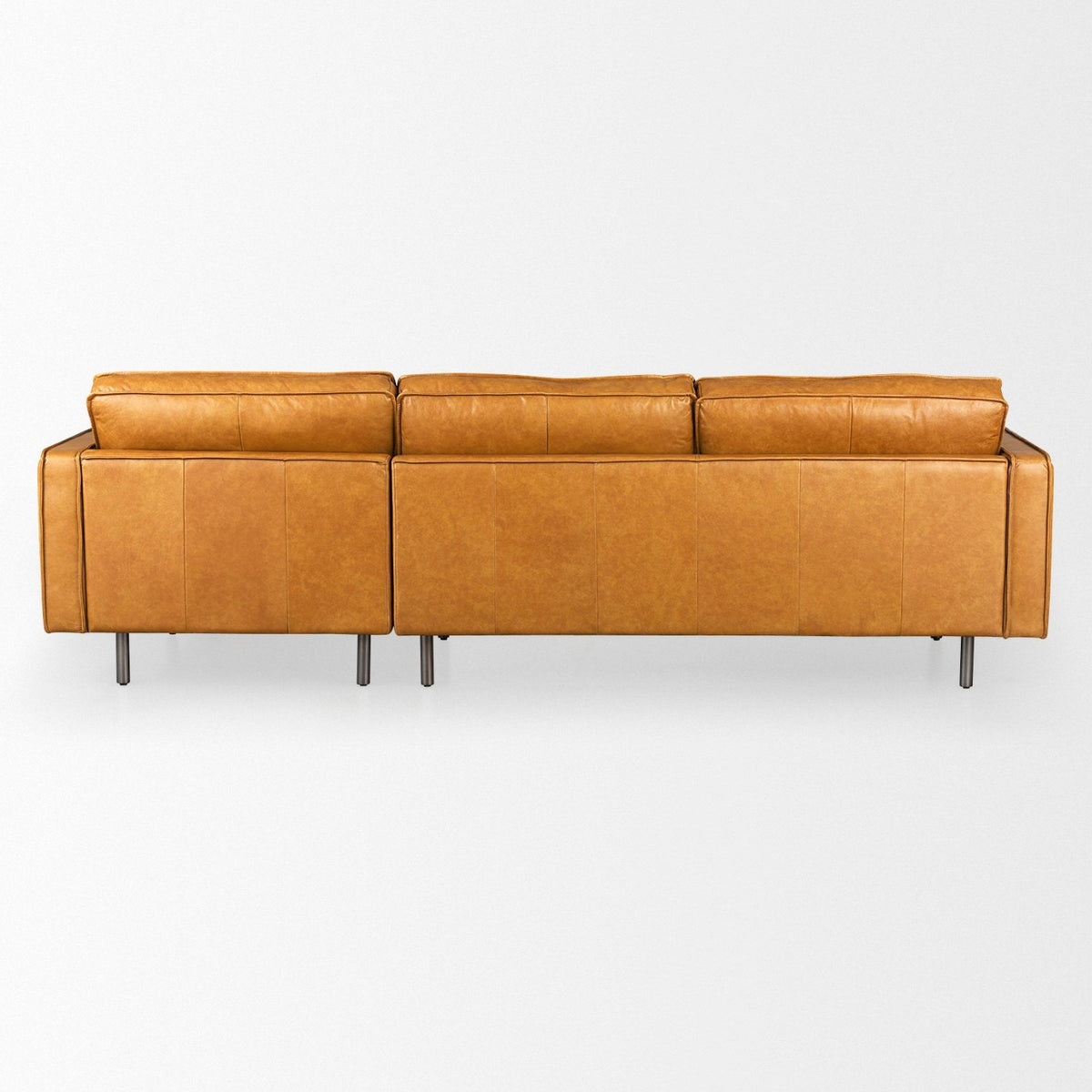 Mercana D'Arcy 111"L x 70"D x 33"H Tan Leather Right Chaise Sectional