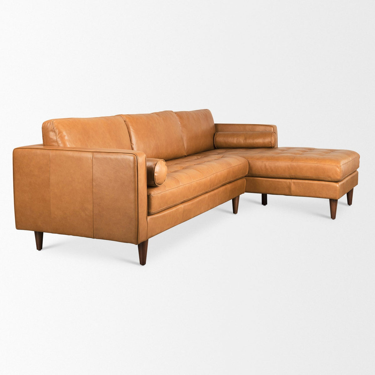 Mercana Svend 111.4L x 68.0W x 33.9H Tan Leather Right Chaise Sectional Sofa
