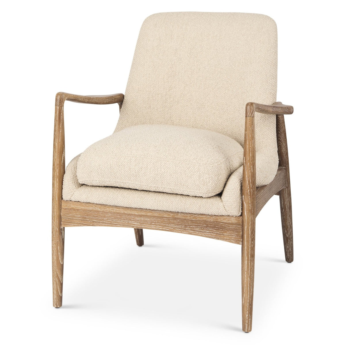 Mercana Westan Cream Boucle w/Light Brown Wood Accent Chair, primary product view
