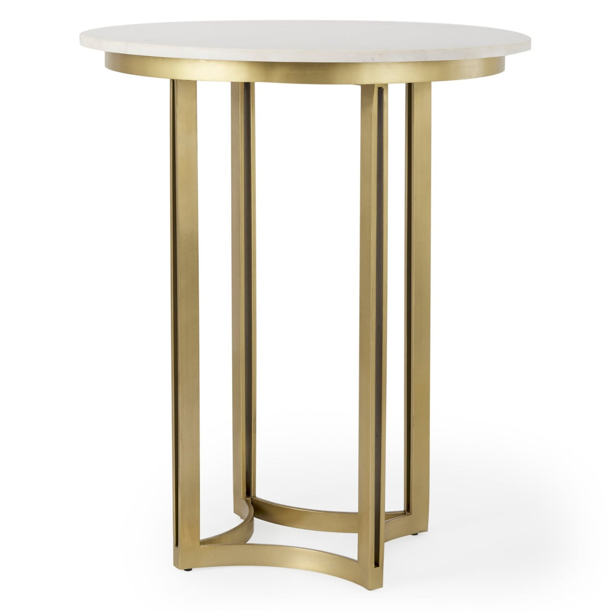 Mercana Tanner White Marble & Matte Gold Pedestal Dining Table, primary product view