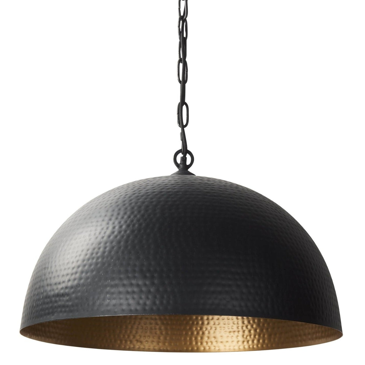 Mercana Karina Round Matte Black Hammered Metal Small Dome Pendant, primary product view