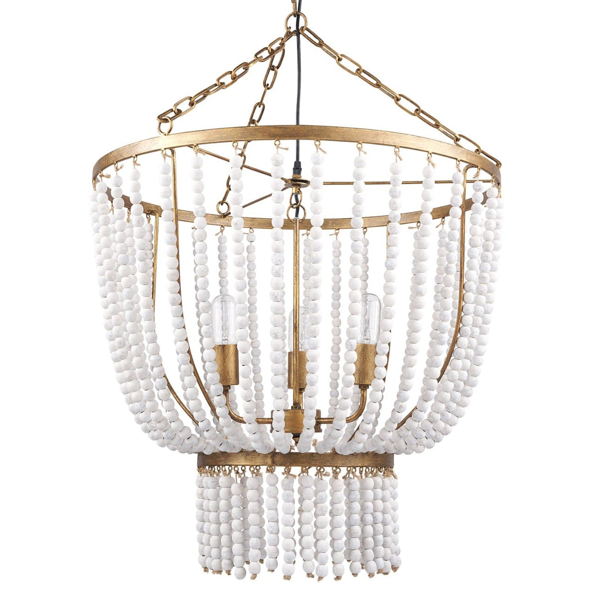 Mercana Rhone Gold Metal and Wood Beaded Chandelier, primary product view