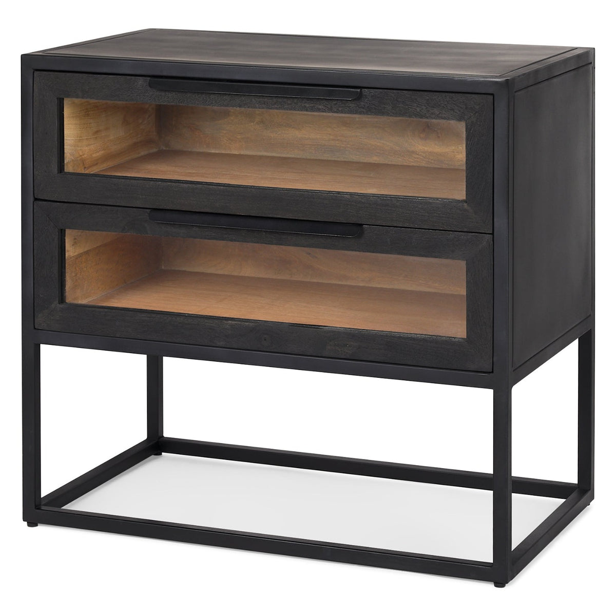Mercana Sloan Black Wood w/Black Metal Frame Side Table Set of 2, primary product view