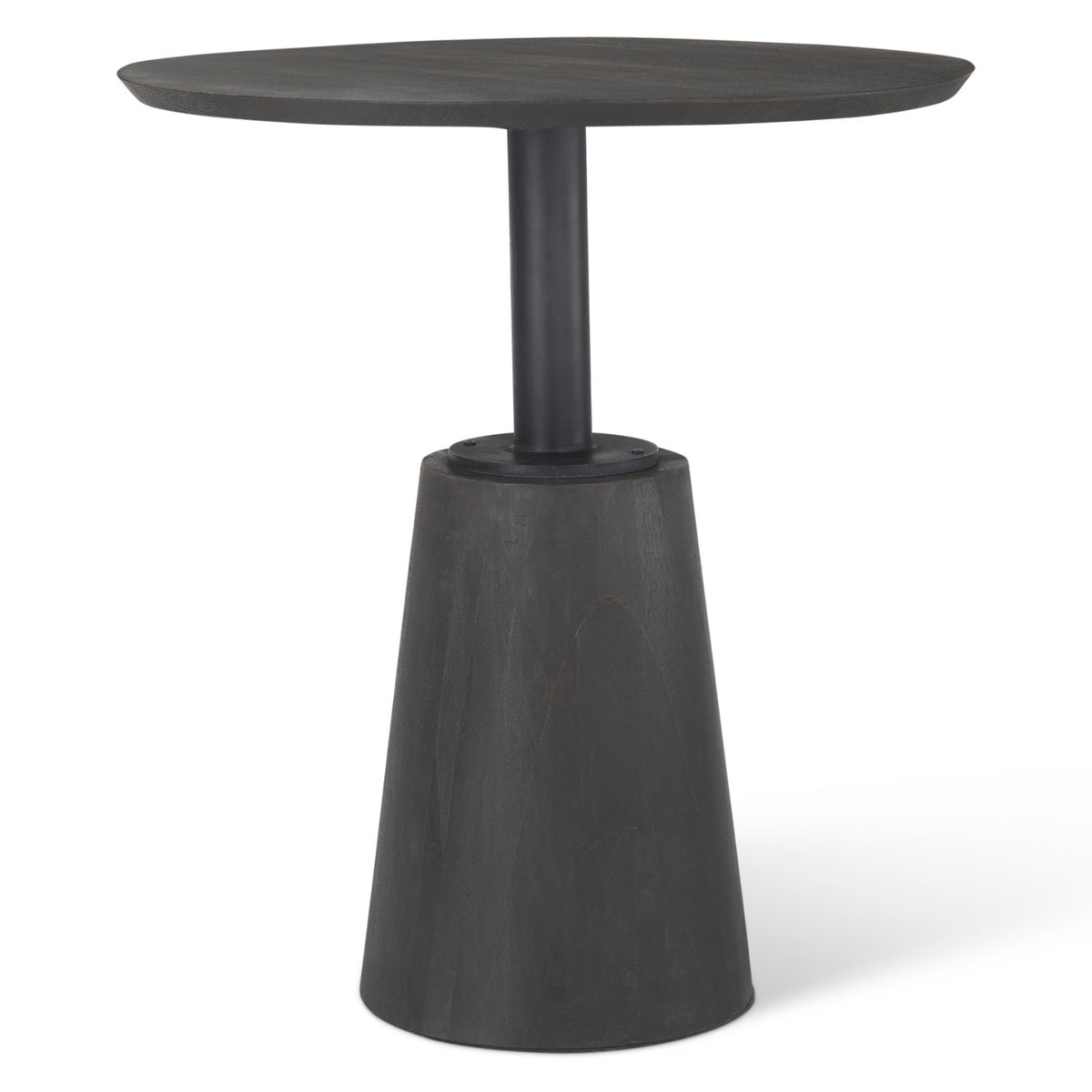 Mercana Maxwell Black-Brown Wood & Black Metal Round Pedestal Dining Table, primary product view