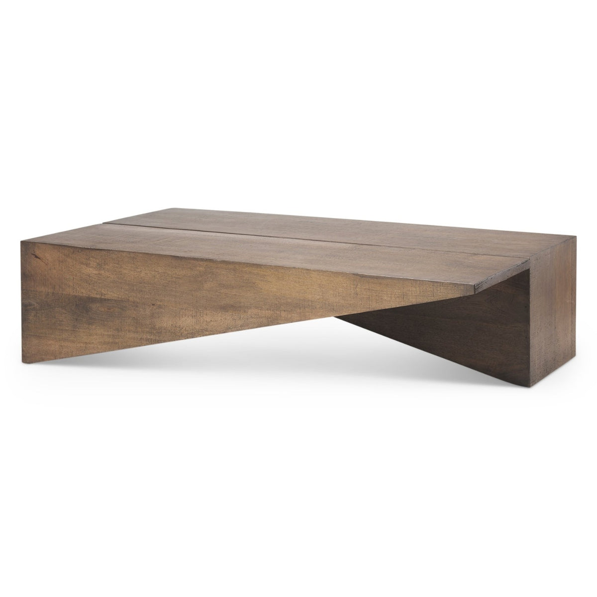 Mercana West Medium Brown Wooden Angled Coffee Table, primary product view