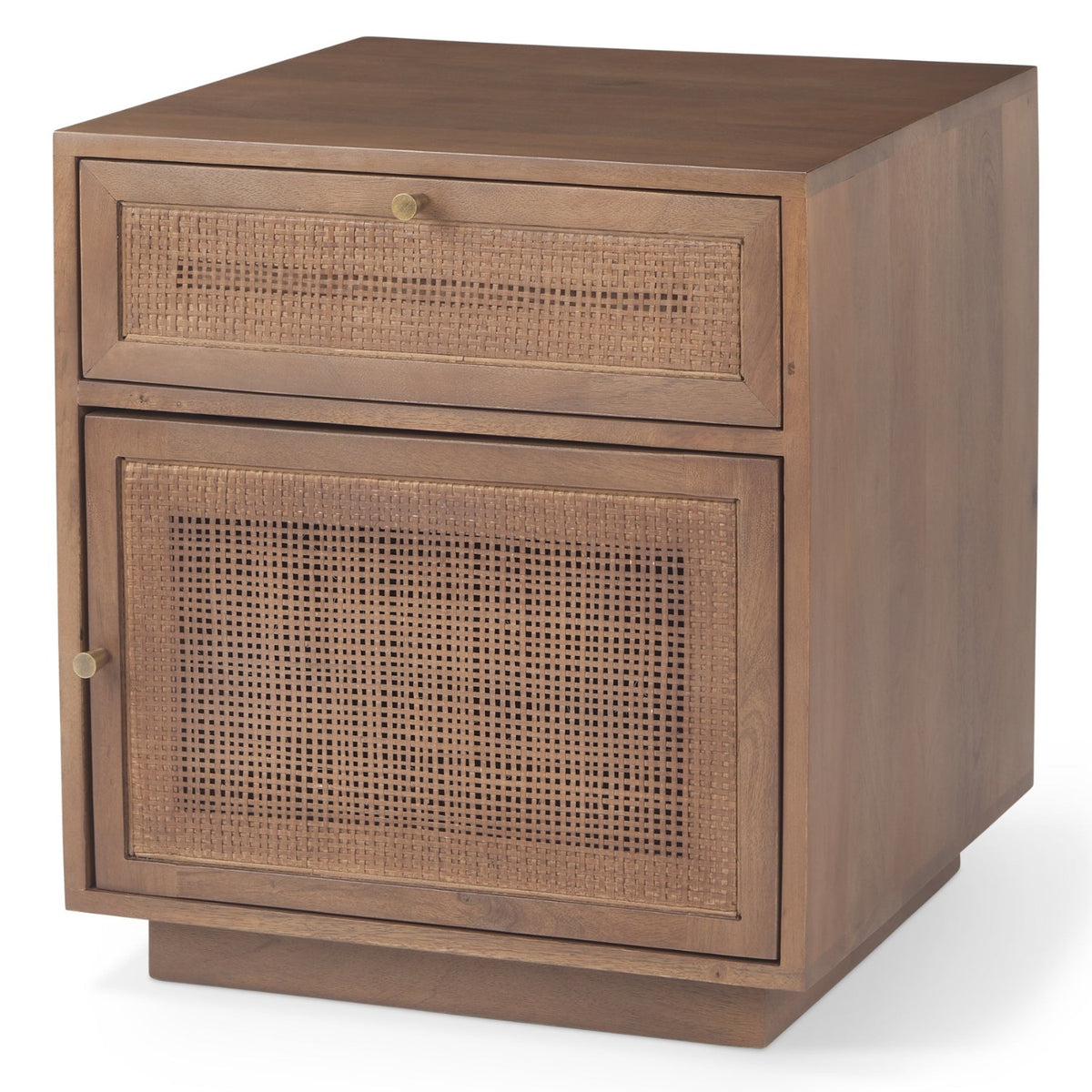 Mercana Grier Medium Brown Wood w/Cane End Table Set of 2, primary product view